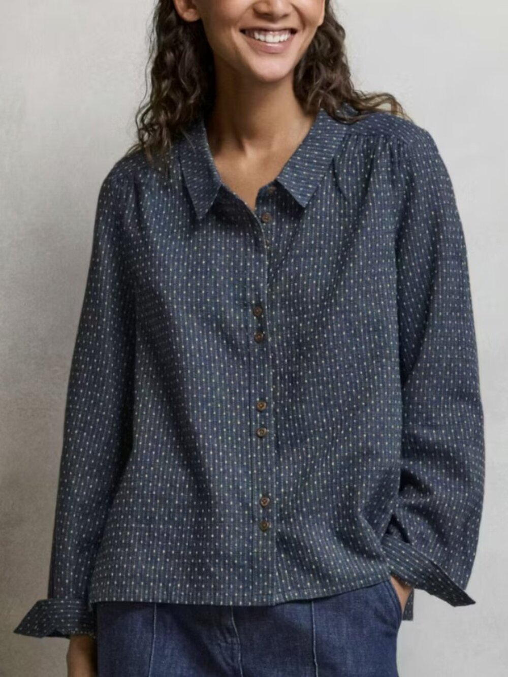 Poetry • Dash Weave Shirt • Hemp Organic Cotton • Indigo • Size 6 - Picture 8 of 9